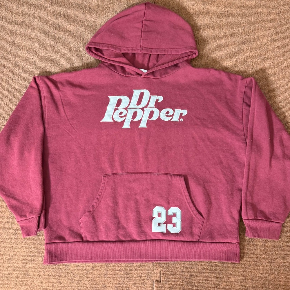 Dr Pepper Mens Maroon Hoodie Sweatshirt Logo 23 Graphic XL Long Sleeve Maroon